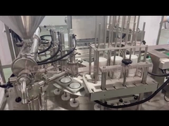 Μηχανή σφράγισης και συσκευασίας τριών κεφαλών για την πλήρωση ποτηριών, με σφράγιση με ταινία κυλίνδρου και κάλυψη με κάλυμμα