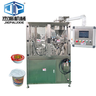 Ελεγχόμενο από PLC HMI Vakuum Yogurt Cup Filling Sealing Machine Ελέγχος θερμοκρασίας πλήρης αυτόματης υψηλής ταχύτητας